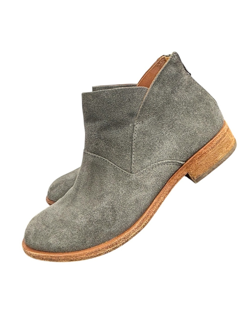 Kork Ease Gray Ankle Boots Leather Size 7.5 Comfort Contemporary Fall